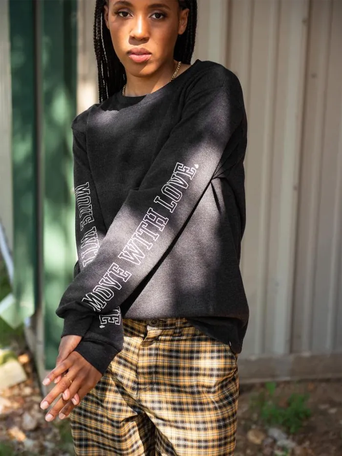 Womens Tops Volcom Dede Lovelace Long Sleeve Shirt 8211 BlackCharcoal