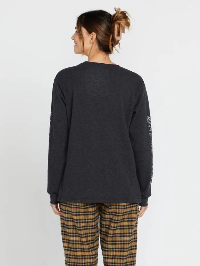 Womens Tops Volcom Dede Lovelace Long Sleeve Shirt 8211 BlackCharcoal