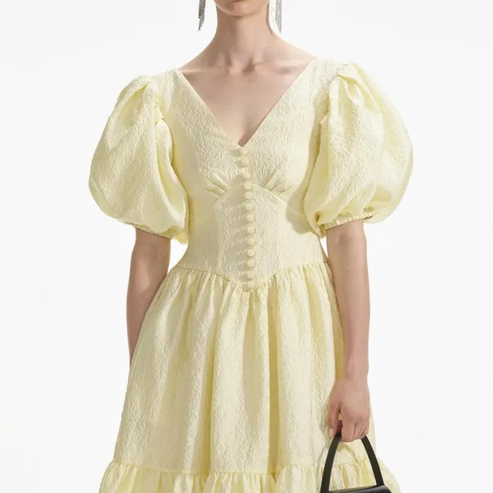 Yellow Jacquard Midi Dress Women Self Portrait Dresses Yellow Jacquard Midi Dress Women Self Portrait Dresses