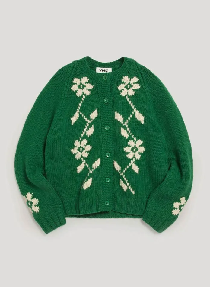 YMC Atomic Cardigan Green Womens Knitwear