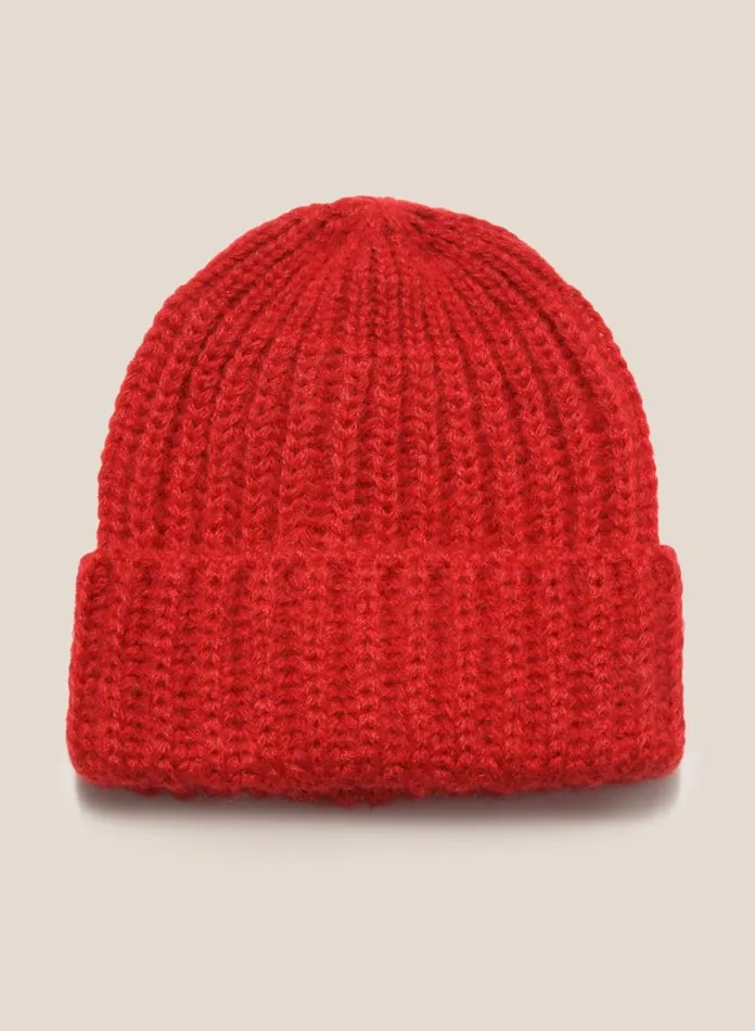 YMC Cableami Mohair Beanie Hat Red MensWomens Hats