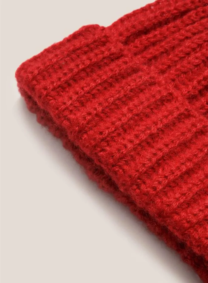 YMC Cableami Mohair Beanie Hat Red MensWomens Hats