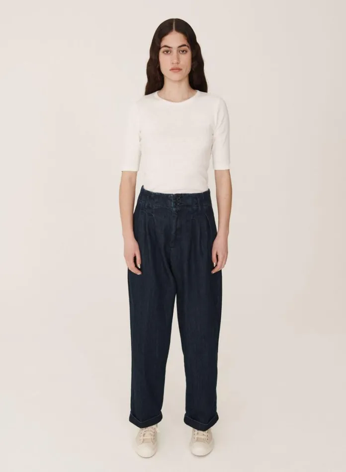 YMC Earth Keaton Washed Denim Trouser Indigo Womens Earth