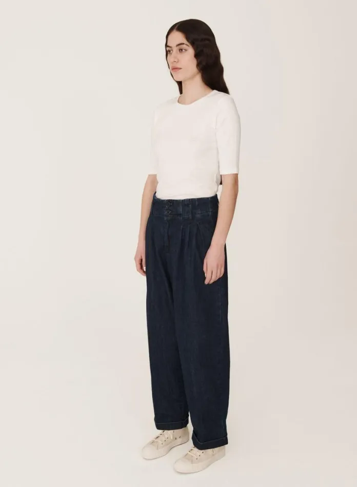 YMC Earth Keaton Washed Denim Trouser Indigo Womens Earth