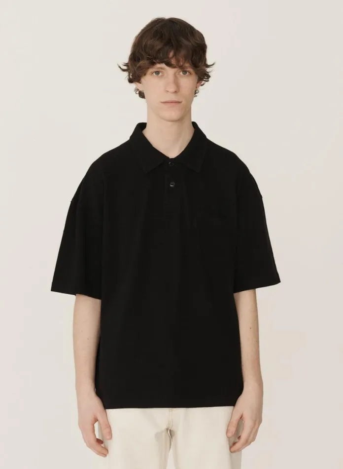 YMC Earth Polo TShirt Black Mens Earth
