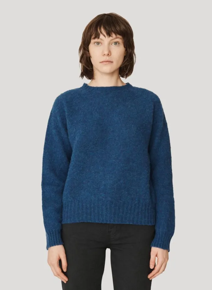 YMC Jets Crew Neck Jumper Blue Womens Knitwear