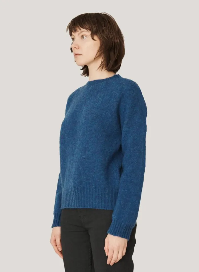 YMC Jets Crew Neck Jumper Blue Womens Knitwear