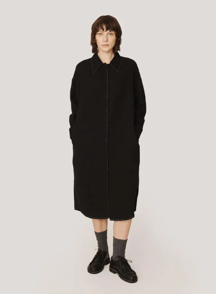 YMC Judy Doublecloth Cotton Dress Black Womens Dresses