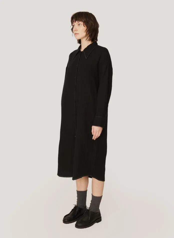 YMC Judy Doublecloth Cotton Dress Black Womens Dresses