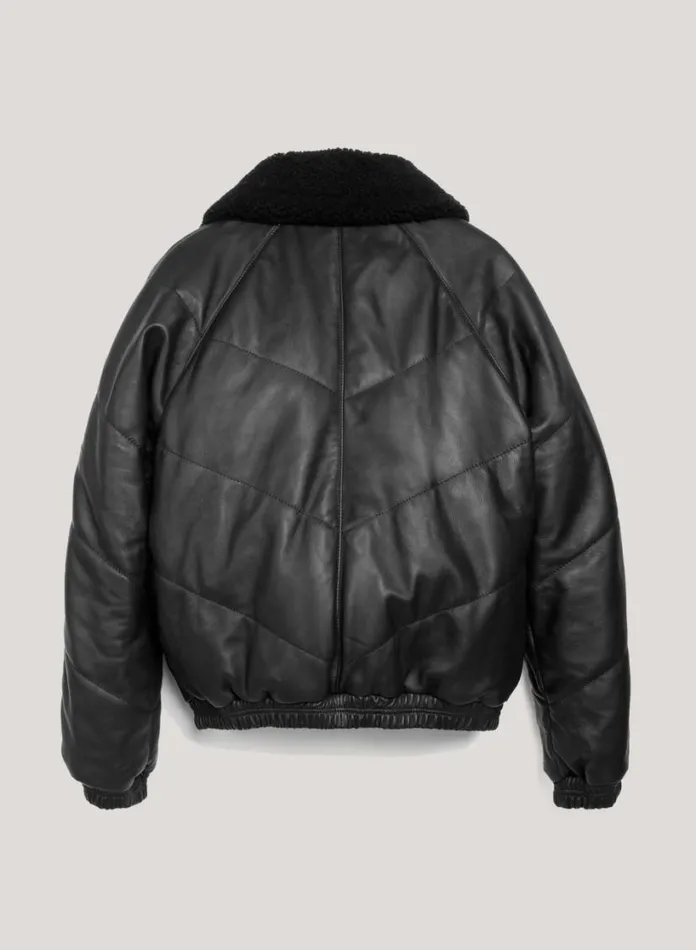 YMC Kool Herc Wadded Leather Jacket Black Mens Outerwear
