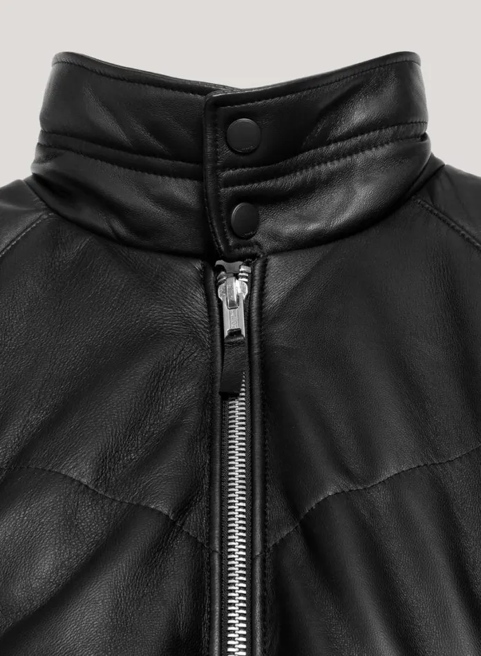 YMC Kool Herc Wadded Leather Jacket Black Mens Outerwear