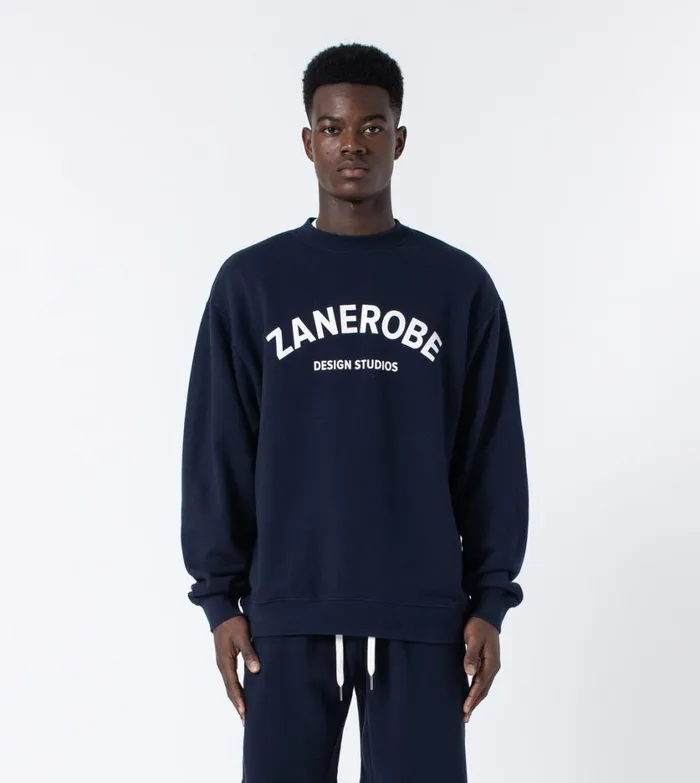 Zanerobe Hoodies and Sweaters Men Studios Orgo Crew Sweat Indigo