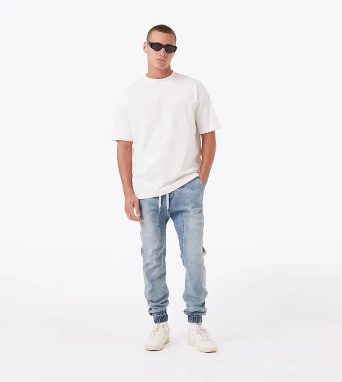 Zanerobe Pants Men Sureshot Denim Jogger Dk Blue