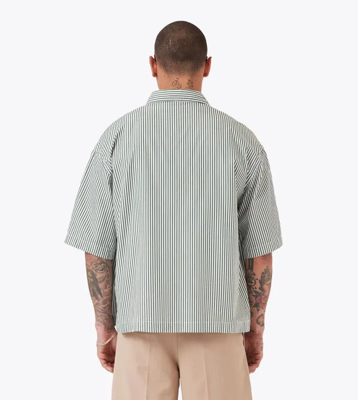 Zanerobe Shirts Men Box Crop Shirt Green Stripe