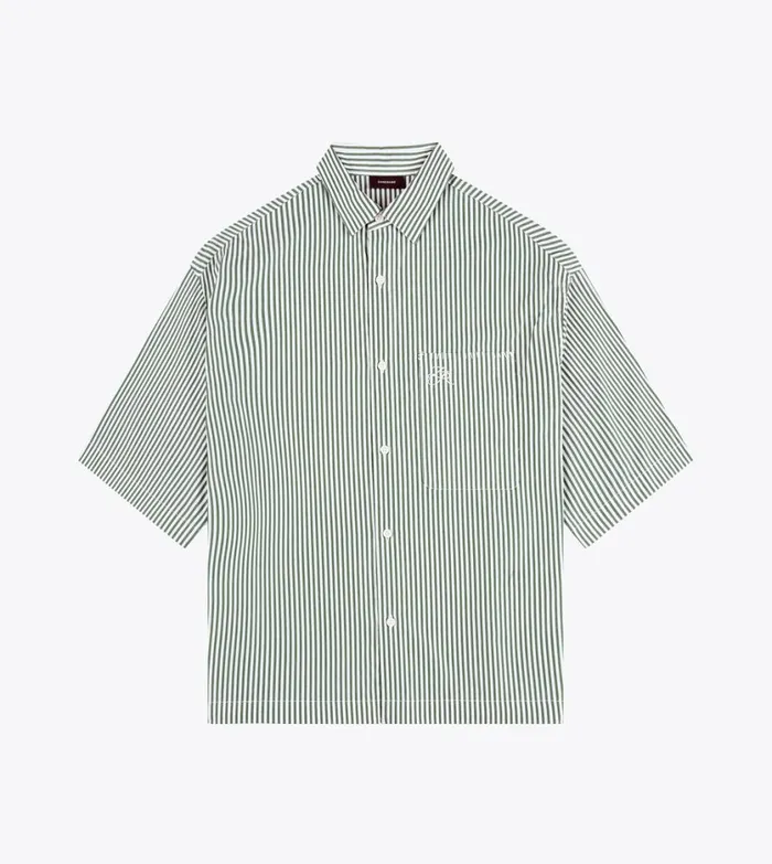 Zanerobe Shirts Men Box Crop Shirt Green Stripe