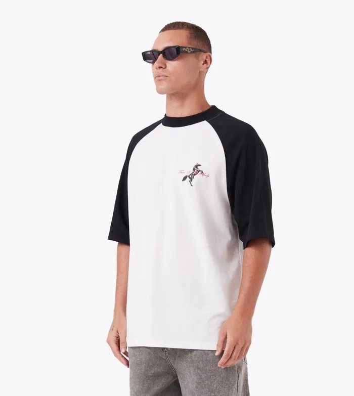 Zanerobe Tees and Tanks Men Steed Raglan Lounge Tee Vintage WhiteBlack