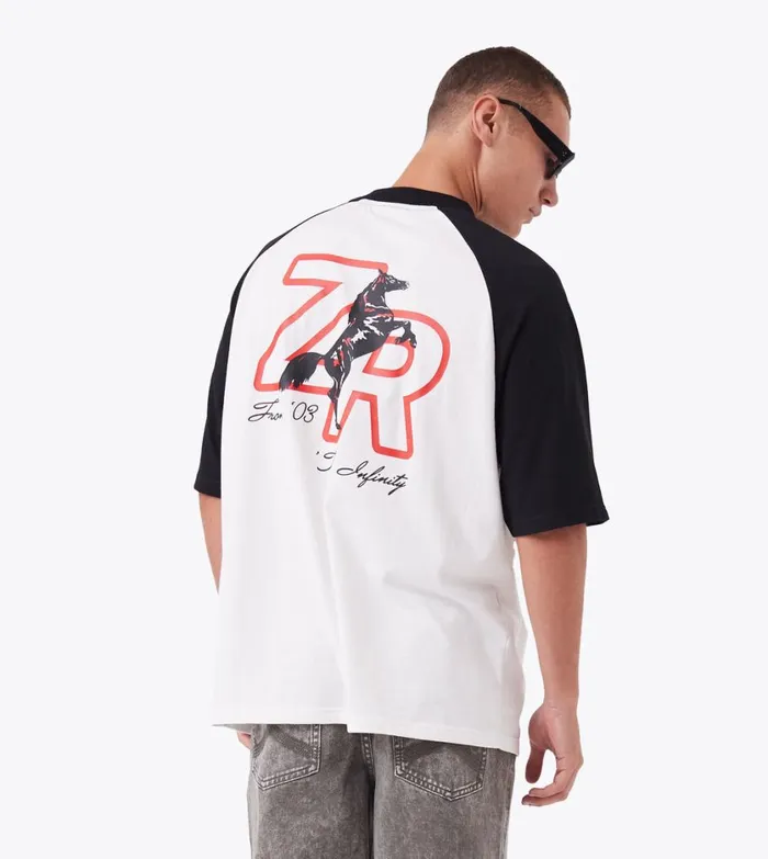 Zanerobe Tees and Tanks Men Steed Raglan Lounge Tee Vintage WhiteBlack